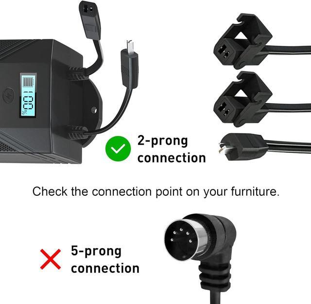Alt view image 2 of 7 - Battery Pack for Reclining Furniture with Charger, 2500mAh Recliner Battery Pack Rechargeable for Power Recliner, Lift Chair and Couch, Fit Okin-Limoss-Berkline with LED Display