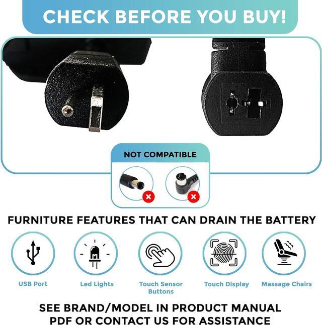 Alt view image 3 of 7 - Company Two Universal Battery Packs for Reclining Furniture with LCD Display - Wireless 2500mAh Rechargeable Battery Packs with One Charger and Power Cord Combo