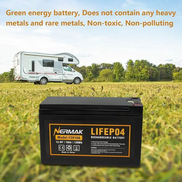 Alt view image 4 of 7 - 2 Pack 12V 10Ah Lithium Ion LiFePO4 Deep Cycle Battery, 2000+ Cycles Rechargeable Battery for Solar/Wind Power, UPS, Scooters, Lighting, Power Wheels, Fish Finder Built-in 10A BMS