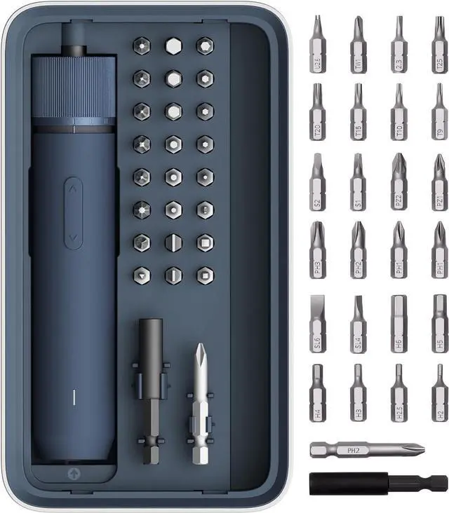 Main image of HOTO Electric Screwdriver Kit,25-Piece Upgraded Bit Set,3.6V Cordless Screwdriver Rechargeable,Magnetic Case Lid,3 Torque Settings,1500mAh Battery,LED Light for Furniture/Electrical Repairs