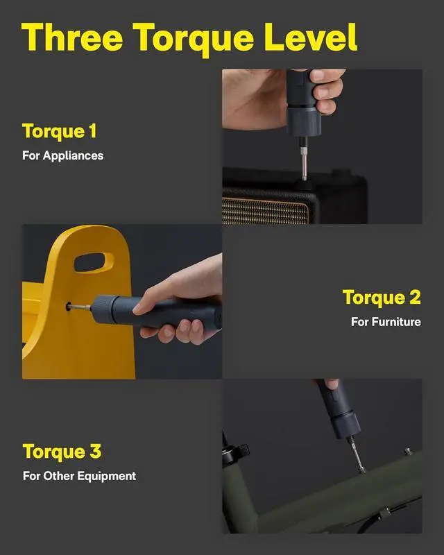 Alt view image 4 of 7 - HOTO Electric Screwdriver Kit,25-Piece Upgraded Bit Set,3.6V Cordless Screwdriver Rechargeable,Magnetic Case Lid,3 Torque Settings,1500mAh Battery,LED Light for Furniture/Electrical Repairs
