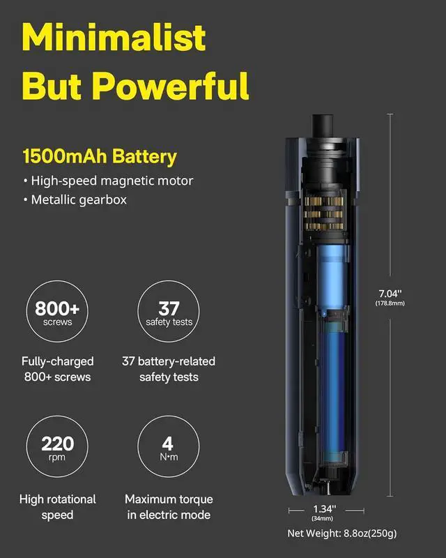 Alt view image 5 of 7 - HOTO Electric Screwdriver Kit,25-Piece Upgraded Bit Set,3.6V Cordless Screwdriver Rechargeable,Magnetic Case Lid,3 Torque Settings,1500mAh Battery,LED Light for Furniture/Electrical Repairs