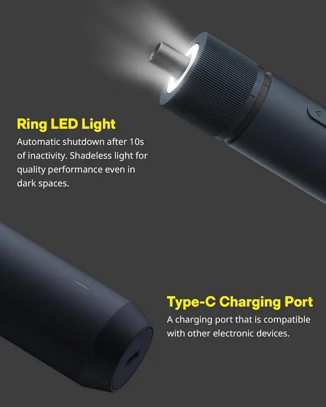 Alt view image 3 of 7 - HOTO Electric Screwdriver Kit,25-Piece Upgraded Bit Set,3.6V Cordless Screwdriver Rechargeable,Magnetic Case Lid,3 Torque Settings,1500mAh Battery,LED Light for Furniture/Electrical Repairs