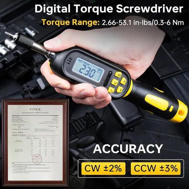 Alt view image 7 of 7 - 32PCS Digital Torque Screwdriver, 2.66-53.1 in-lbs/0.3-6 Nm, Inch Pound Torque Screwdriver Electrician with Buzzer & LED Indicator, Adjustable Screwdriver Torque Wrench Set with Bits & Sockets