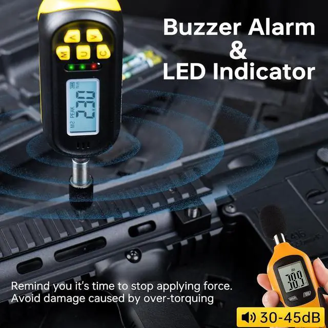 Alt view image 2 of 7 - 32PCS Digital Torque Screwdriver, 2.66-53.1 in-lbs/0.3-6 Nm, Inch Pound Torque Screwdriver Electrician with Buzzer & LED Indicator, Adjustable Screwdriver Torque Wrench Set with Bits & Sockets