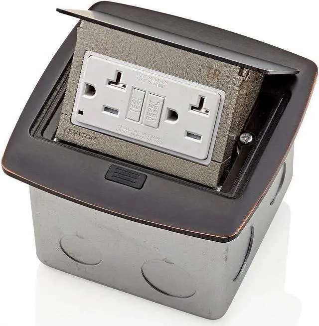 Main image of PFGF2-BN Pop-Up Floor Box with 20 Amp, Tamper-Resistant Self-Test GFCI Outlet, Brushed Nickel
