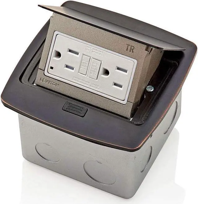 Alt view image 7 of 7 - PFGF2-BN Pop-Up Floor Box with 20 Amp, Tamper-Resistant Self-Test GFCI Outlet, Brushed Nickel