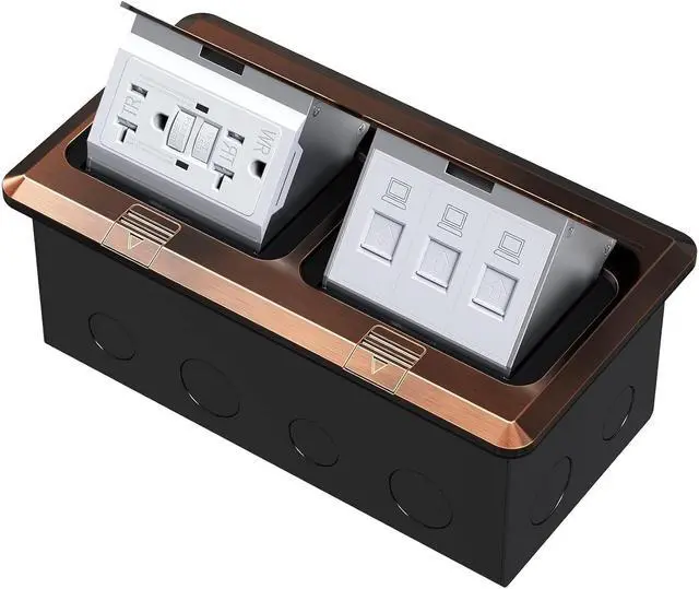 Main image of Pop Up Floor Electrical Outlet with 20 Amp Stainless Steel GFCI Tamper Receptacle Outlet, Silver