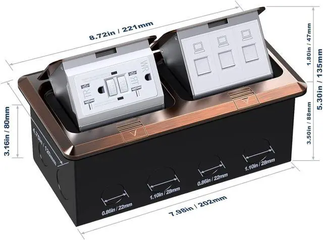 Alt view image 4 of 7 - Pop Up Floor Electrical Outlet with 20 Amp Stainless Steel GFCI Tamper Receptacle Outlet, Silver