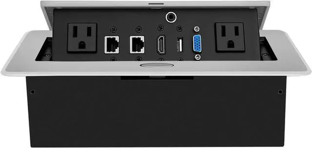 Main image of Table Pop up Power Strip Date Hub Connection Box with Outlet Network HDMI for Office DeskSilver