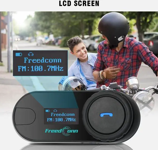 Alt view image 5 of 7 - Motorcycle Helmet Bluetooth Intercom Kit, TCOM-SC Motorbike Helmet Intercom Interphone Headset, for 2 or 3 Riders, LCD Screen/FM Radio/Mobile phone/MP3/GPS Connective/Range 800m(1 Pack)