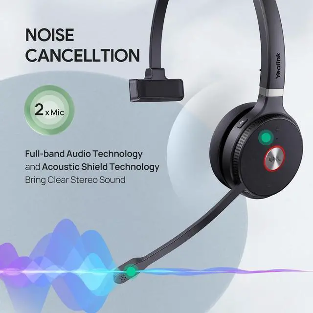 Alt view image 3 of 7 - WH62 Mono UC DECT Wireless Headset 525 ft Range for Zoom Skype Certified Work Headset with 2X Noise Canceling Mic for IP Phone and Computer, Office Single On Ear Headphone,13 Talk Time