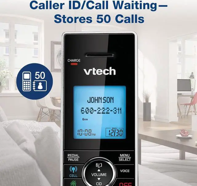 Alt view image 4 of 7 - Phone with Answering Machine with DECT 6.0 Headset, Bluetooth, Connect to Cell, Caller ID/Call Waiting, Handset Intercom,1,000 Name & Number Phonebook -DS6771-2 Silver/Black