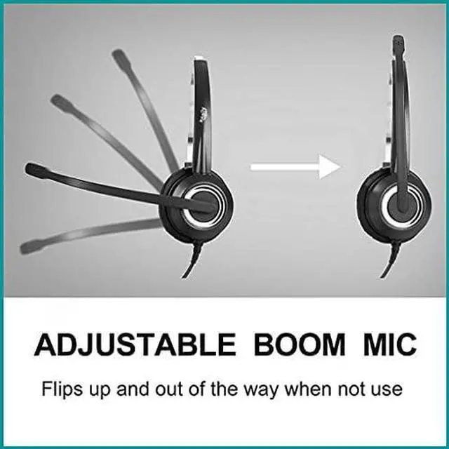 Alt view image 4 of 7 - Polycom Phone Headset Noise Cancelling Mic RJ9 U10P Bottom Cable Compatible with Polycom VVX, Shoretel, Nortel (Avaya) Phones