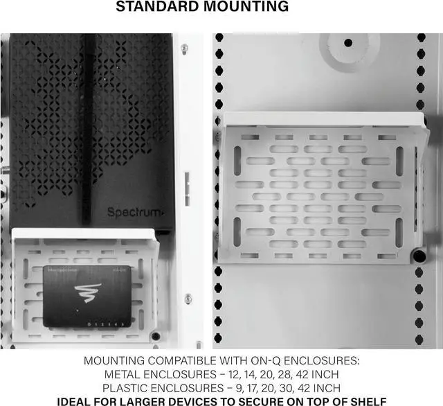 Alt view image 6 of 7 - Media Enclosure Power Strip, Half Width for Power Strip Media Cabinet, Power Strip to Optimize Cable Management & AC1060 Shelf Mounting Bracket, White