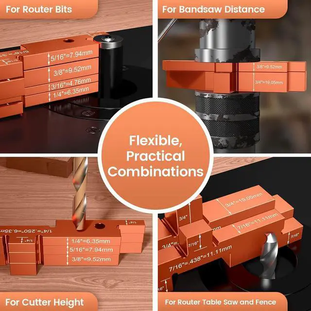Alt view image 3 of 7 - Router Table Setup Blocks Woodworking - 14pcs Aluminum Alloy Precision Setup Bars for Routers Tables Saw Accessory, Measuring Height Depth Angle Gauge with Storage Case (Each in Varies Thick)
