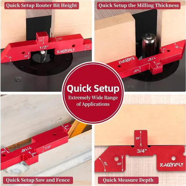 Alt view image 2 of 7 - Setup Blocks Woodworking, 14pcs Aluminum Height Gauge Set for Router Table Saw and Angle Measure up (Each Bars has Different Thickness) -