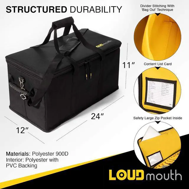 Alt view image 5 of 7 - Large Cable File Bag | Music Cord Organizer Case for Musician and DJ | Professional Durable Gig Bag for Sound Lighting Camera Gear Equipment and Accessories