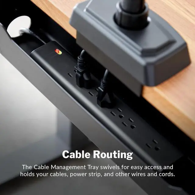 Alt view image 3 of 6 - Cable Management Tray - Under Desk Cord & Wire Organizer - Ideal for Home Office Sit Stand Desks - Fits Adjustable Electric Standing Desk 48x30, 60x30, 60x24, 72x30 - Easy Assembly (Black)