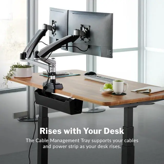 Alt view image 5 of 6 - Cable Management Tray - Under Desk Cord & Wire Organizer - Ideal for Home Office Sit Stand Desks - Fits Adjustable Electric Standing Desk 48x30, 60x30, 60x24, 72x30 - Easy Assembly (Black)