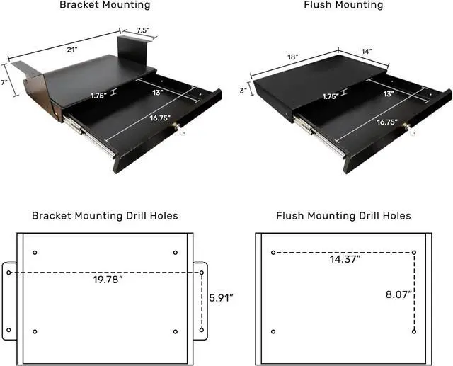 Alt view image 2 of 7 - Stand Up Desk Store Add-On Office Sliding Under-Desk Drawer Storage Organizer for Standing Desks (Black, Lockable with Padded Laptop Shelf) 18"