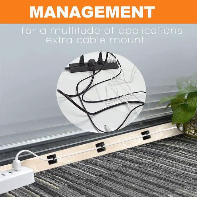 Alt view image 6 of 7 - 140 Pack 3/4 Zip Tie Adhesive Mounts Self Adhesive Cable Base Holders with Multi-Purpose Tie wire clips with screw hole Anchor stick on wire holder Black