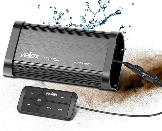 Main image of Marine Bluetooth Amplifier Waterproof Class D Amp UTV Amp 4 Channel with Controller for Boat Golf Motorcycle Hidden Installation