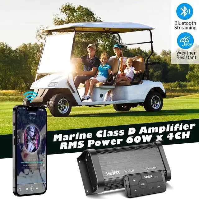 Alt view image 2 of 7 - Marine Bluetooth Amplifier Waterproof Class D Amp UTV Amp 4 Channel with Controller for Boat Golf Motorcycle Hidden Installation