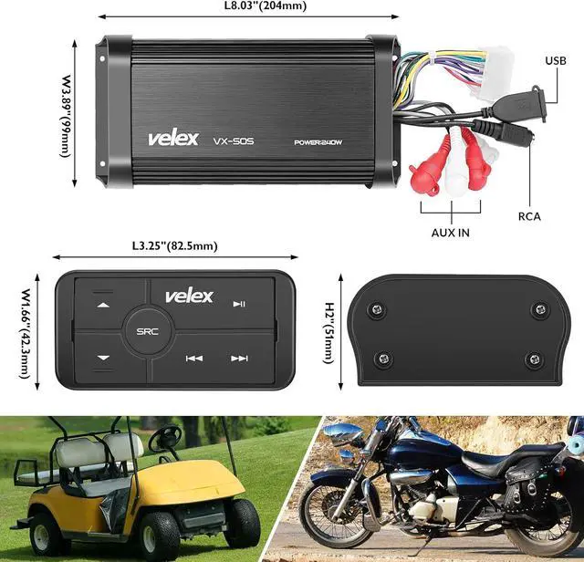Alt view image 4 of 7 - Marine Bluetooth Amplifier Waterproof Class D Amp UTV Amp 4 Channel with Controller for Boat Golf Motorcycle Hidden Installation