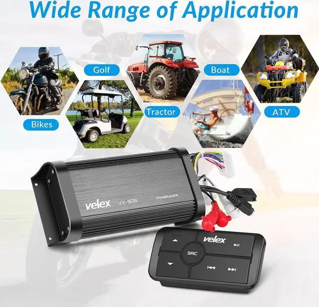 Alt view image 5 of 7 - Marine Bluetooth Amplifier Waterproof Class D Amp UTV Amp 4 Channel with Controller for Boat Golf Motorcycle Hidden Installation