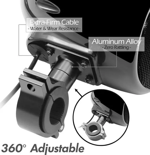 Alt view image 6 of 7 - TN4-Q 1000W 4 Channel Amplifier 4" Full-Range Waterproof Bluetooth Motorcycle Stereo Speakers Audio System AUX USB SD Radio for 1-1.5" Handlebar Harley Touring Cruiser ATV