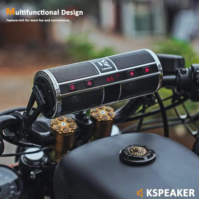 Alt view image 2 of 7 - Motorcycle Speakers Bluetooth Waterproof Radio Audio System Built-in Amplifier, Great for ATV, Scooter Bike,12 Volt Vehicle,3 Inch Metal Mp3 Player, K2ch
