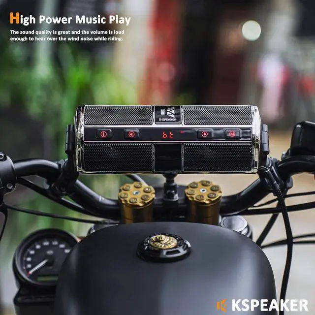 Alt view image 4 of 7 - Motorcycle Speakers Bluetooth Waterproof Radio Audio System Built-in Amplifier, Great for ATV, Scooter Bike,12 Volt Vehicle,3 Inch Metal Mp3 Player, K2ch