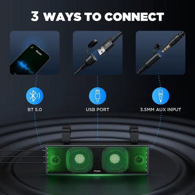 Alt view image 6 of 7 - 17 Inch UTV Sound Bar, ATV SoundBar Bluetooth with RGB Lighting, Amplified Powersports SXS Sound Bar, Waterproof Golf Cart Sound Bar, UTV Speakers Compatible with Polaris RZR Can-Am