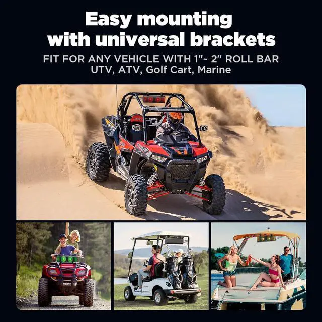 Alt view image 5 of 7 - 17 Inch UTV Sound Bar, ATV SoundBar Bluetooth with RGB Lighting, Amplified Powersports SXS Sound Bar, Waterproof Golf Cart Sound Bar, UTV Speakers Compatible with Polaris RZR Can-Am