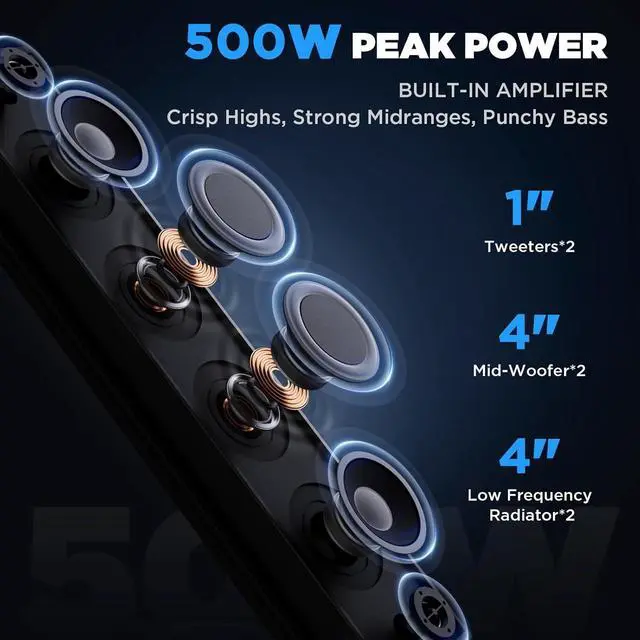 Alt view image 3 of 7 - 25 Inch UTV Sound Bar, ATV SoundBar Bluetooth with RGB Lighting, Amplified Powersports SXS Sound Bar, Waterproof Golf Cart Sound Bar, UTV Speakers Compatible with Polaris RZR Can-Am