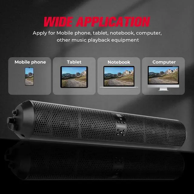 Alt view image 3 of 4 - UTV Soundbar X3 Sound Bar Waterproof SxS Soundbars Bluetooth Compatible 28 Inch Wide 2X Tweeter and 4X Subwoofer 500W Amplifier 3.5mm Aux Input Wireless Control Work for 1.56"- 2.25" Roll Bar
