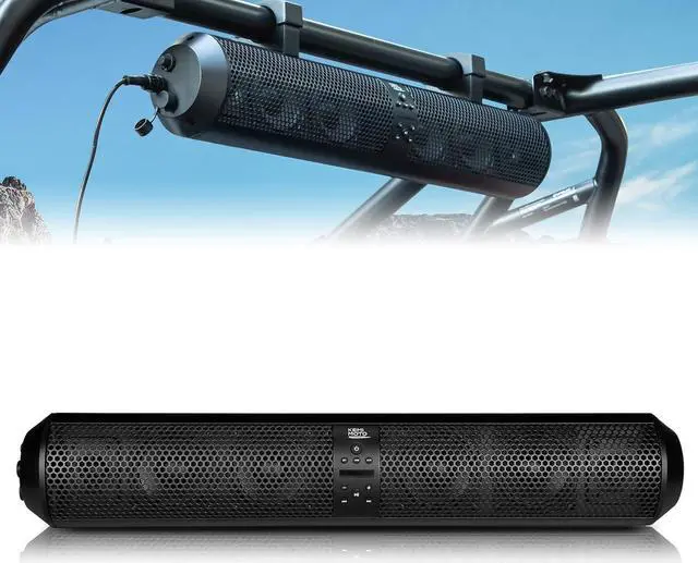 Main image of UTV Soundbar X3 Sound Bar Waterproof SxS Soundbars Bluetooth Compatible 28 Inch Wide 2X Tweeter and 4X Subwoofer 500W Amplifier 3.5mm Aux Input Wireless Control Work for 1.56"- 2.25" Roll Bar