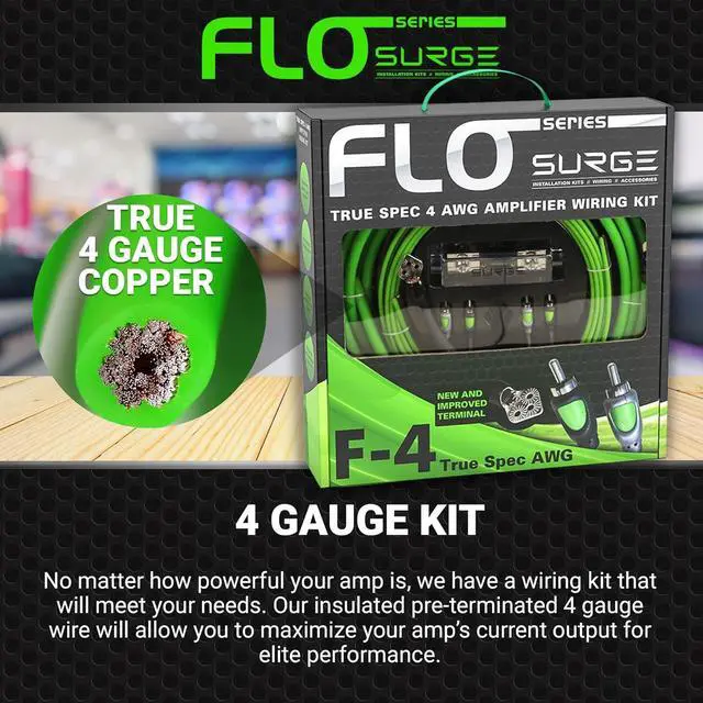 Alt view image 3 of 7 - Surge Series Amplifier Installation Wiring Kit - 4 Gauge Installer Amp Kit - True Spec AWG Amp Kit - 2000W 4 Gauge Wire w/ 100A mini-ANL Fuse Holder Car Audio Wiring Kit - Car Amplifier Installation