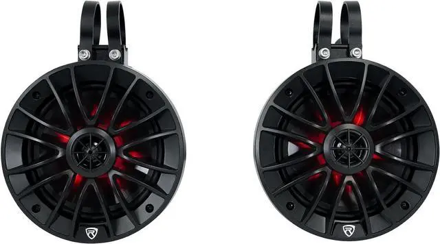 Alt view image 5 of 7 - PT65BR 6.5" 300W peak/100W RMS Powered Bluetooth True Coaxial Tower Speakers, Class-D Amp, IPX6, RGB LED Lights w/Remote, Aux/RCA, for ATV/UTV/RZR/Cart