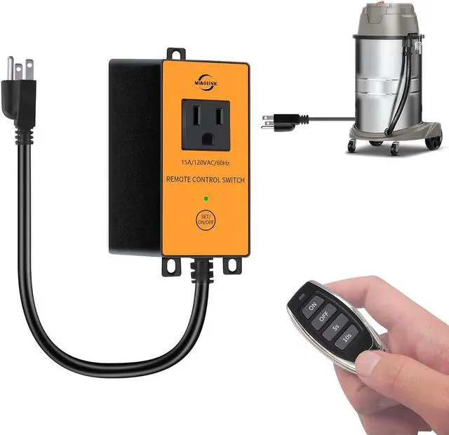 Alt view image 2 of 7 - 120v Automatic Vacuum Switch Wireless Remote Control Dust Collector Starter Outlet Switch (Battery Included)