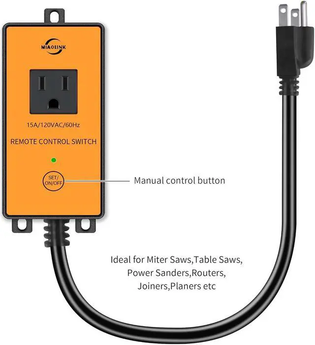Alt view image 3 of 7 - 120v Automatic Vacuum Switch Wireless Remote Control Dust Collector Starter Outlet Switch (Battery Included)