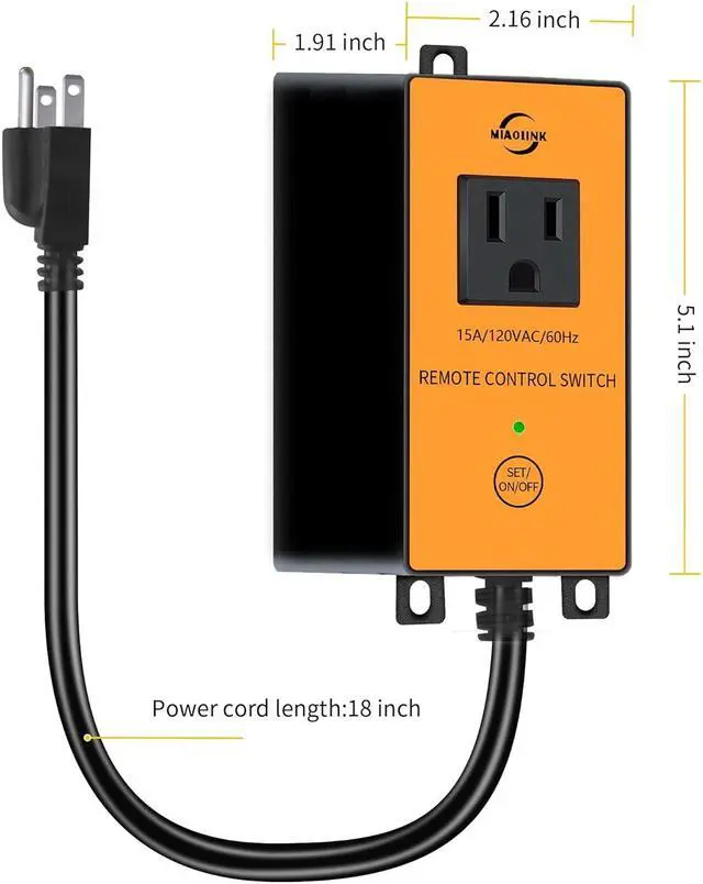 Alt view image 5 of 7 - 120v Automatic Vacuum Switch Wireless Remote Control Dust Collector Starter Outlet Switch (Battery Included)