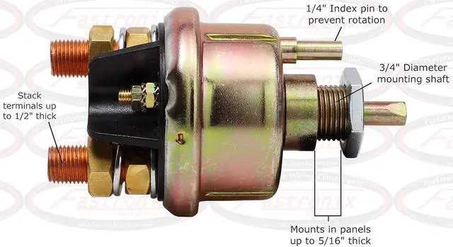 Alt view image 3 of 5 - 300A 1/2" Severe Duty Battery Disconnect Switch with Face Plate