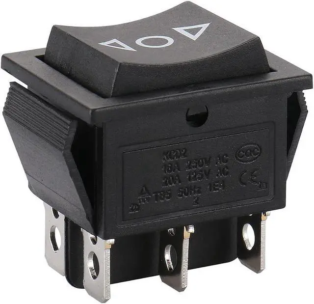 Main image of Momentary 6 Pin DPDT Button Rocker Switch (ON)/Off/(ON) AC 250V/10A 125V/15A Black Plastic KCD2-223 (50PCS)