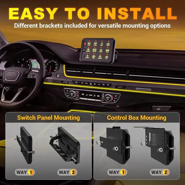 Alt view image 6 of 7 - BUMBEE RGB 12 Gang Switch Panel Multifunction 3 Silicone Button Momentary Strobe ON-Off Circuit Control Relay LED Toggle Switch Box Universal for Golf Cart Car Truck RV Offroad Marine