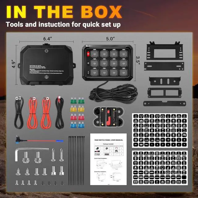 Alt view image 7 of 7 - BUMBEE RGB 12 Gang Switch Panel Multifunction 3 Silicone Button Momentary Strobe ON-Off Circuit Control Relay LED Toggle Switch Box Universal for Golf Cart Car Truck RV Offroad Marine