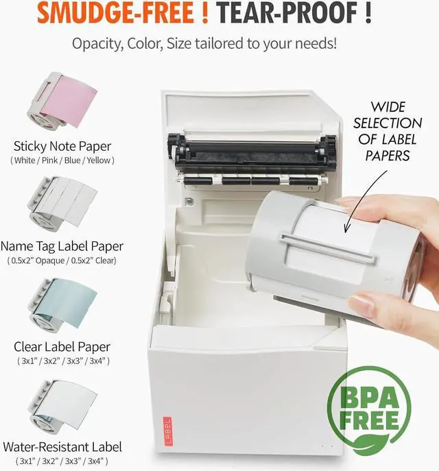 Alt view image 4 of 7 - Nemonic Label Printer | Inkless Bluetooth Thermal Label Printer for Small Business | Durable Shipping Label Maker & Portable Wireless