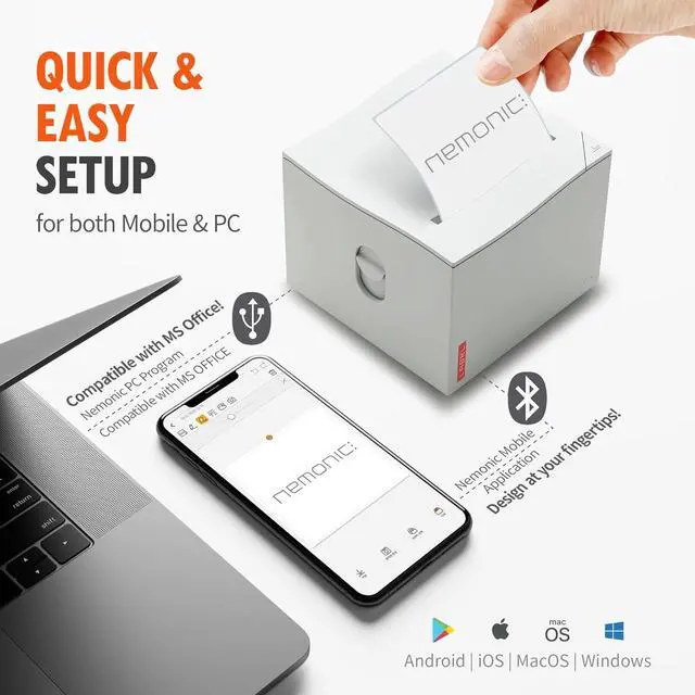 Alt view image 5 of 7 - Nemonic Label Printer | Inkless Bluetooth Thermal Label Printer for Small Business | Durable Shipping Label Maker & Portable Wireless