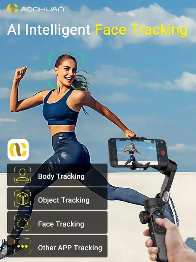 Alt view image 2 of 6 - Gimbal Stabilizer for Smartphone,LED Light OLED Screen 3-Axis Gimbal,Gesture Control,Face Tracking,Magnetic Charging,Gimbal Stabilizer for Android&iPhone - Smart XPro